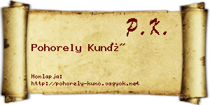 Pohorely Kunó névjegykártya
